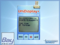 UniDisplay+ - Anzeigedisplay fr unseren UniLog 1+2, UniSens-E, GPS-Logger 1+2, LiPoWatch und InfoSwitch. Alle Messwerte knnen live angezeigt und Parameter direkt eingestellt werden.