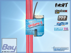 UniSens-E - 280A - 2 x 4 mm Silikonkabel - Telemetrie Mehrfachsensor - Spannung / Strom / Leistung / Kapazitt / Energie / Brushless Drehzahl / Hhe / Vario