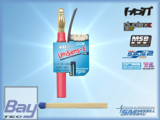 UniSens-E 140A 4 mm Goldstecker Telemetrie Mehrfachsensor - Spannung / Strom / Leistung / Kapazitt / Energie / Brushless Drehzahl / Hhe / Vario