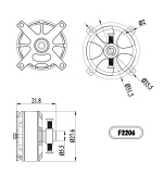 Volta Brushless Motor X2206/2300 - 27g - 2300kv