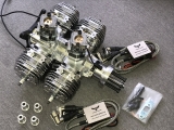 HORNET Engine 165cc V2 4 Zylinder Benzin Motor mit rot Eloxiertem Kurbelgehäuse incl. Elektronischer Zündung