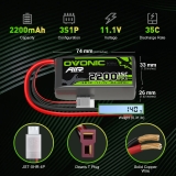 OVONIC 3S 35C 11,1 V 2200 mAh kurzer LiPo-Akku mit T-Stecker