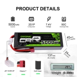 OVONIC 2S 5000mAh LiPo-Akku 50C 7,4 V HardCase mit Dean-Stecker für HPI MST AE uvm.