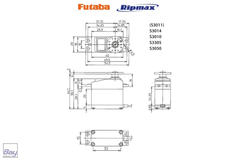 FUTABA Servo S3071MGHVSB 0,17s / 10,5kg BayTec Modelltechnik