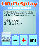 UniDisplay+ - Anzeigedisplay fr unseren UniLog 1+2, UniSens-E, GPS-Logger 1+2, LiPoWatch und InfoSwitch. Alle Messwerte knnen live angezeigt und Parameter direkt eingestellt werden.