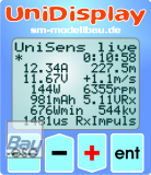 UniDisplay+ - Anzeigedisplay fr unseren UniLog 1+2, UniSens-E, GPS-Logger 1+2, LiPoWatch und InfoSwitch. Alle Messwerte knnen live angezeigt und Parameter direkt eingestellt werden.