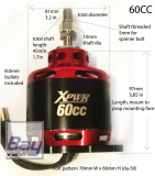 EXTREMEFLIGHT-RC XPWR 60CC BRUSHLESS MOTOR 190 K/V