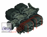 HORNET Engine 165cc V2 4 Zylinder Benzin Motor mir Rot Eloxiertem Kurbelgeh�se incl. Elektronischer Z�ndung