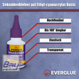 Everglue Sekundenkleber Cyanacrylat niedrigviskos hochflexibel 50g Dosierflasche